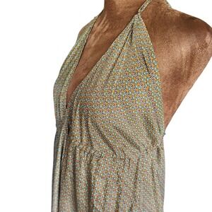 Karma Highway Paisley Halter Dress One Size Bohemian Open Back Tassels Unlined